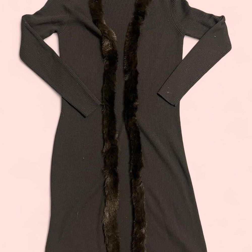 Brown long wool cardigan